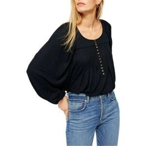 Free People Devin Top, Black, Size XS